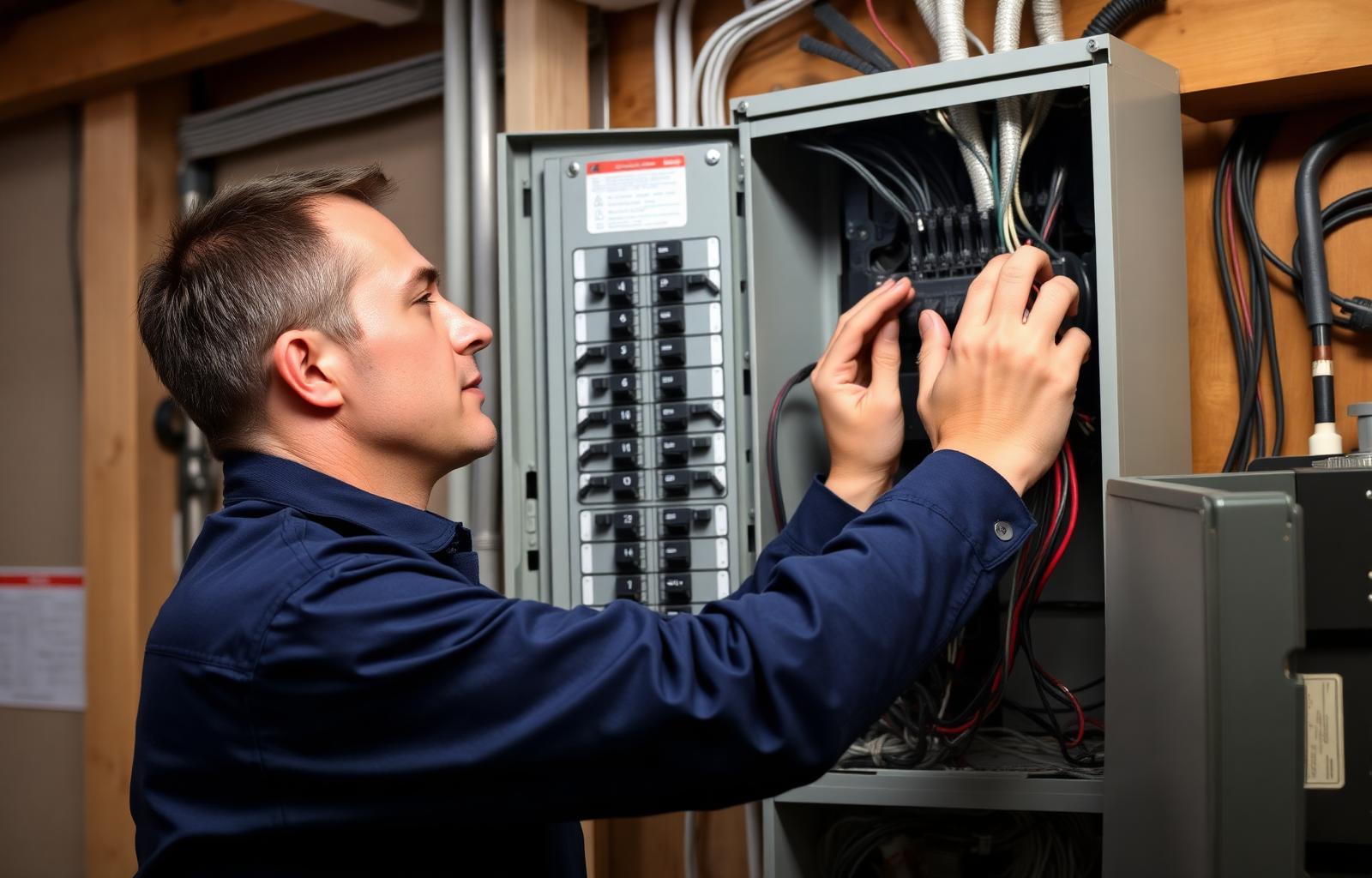 electrician working on panel